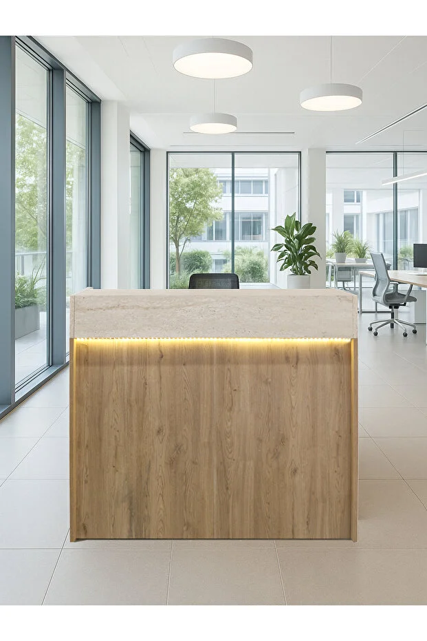 Wilko Çekmeceli Led Işıklı Karşılama Bankosu 110cm Sepet Traverten